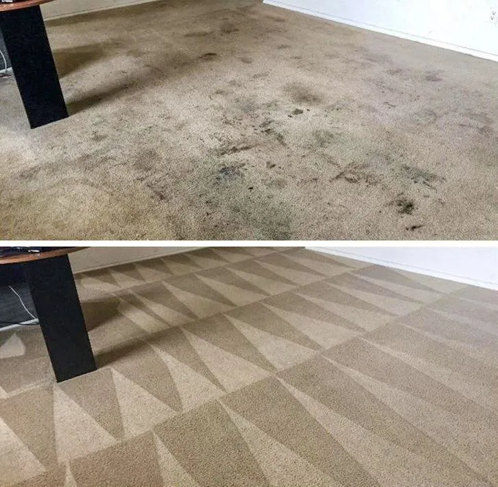 Carpet before and after deep cleaning